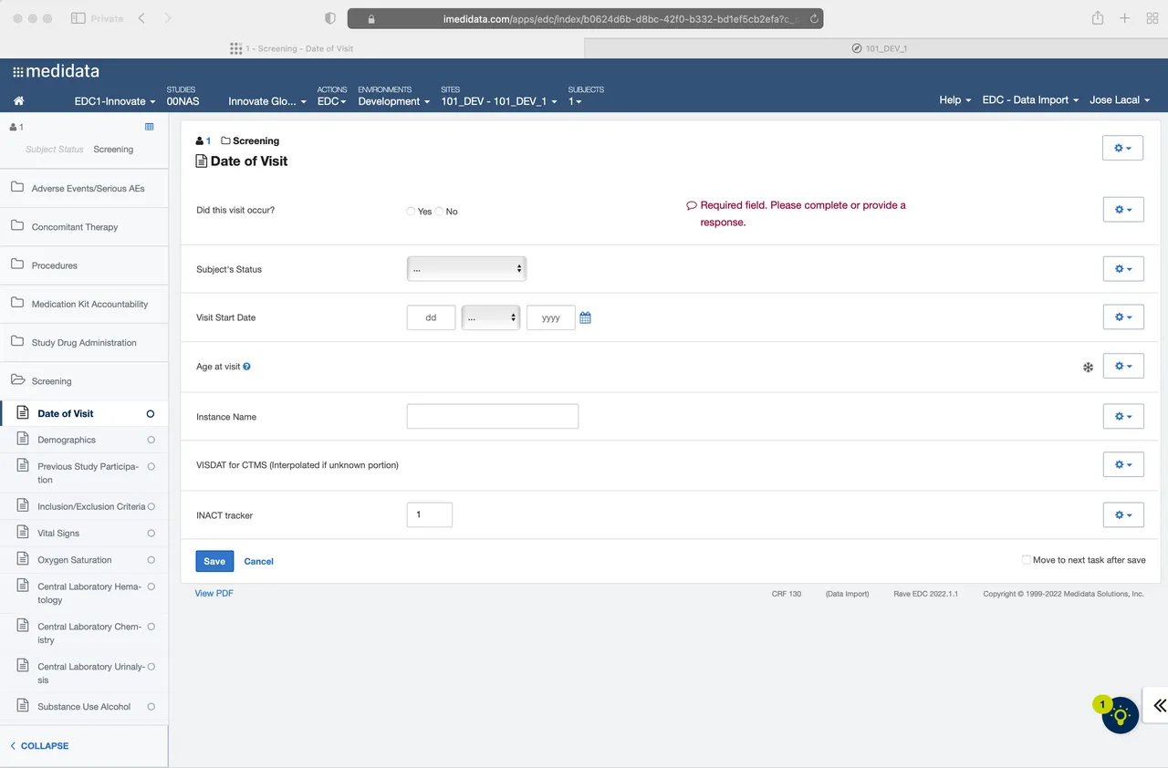 TrialTwin - Medidata Rave second test form